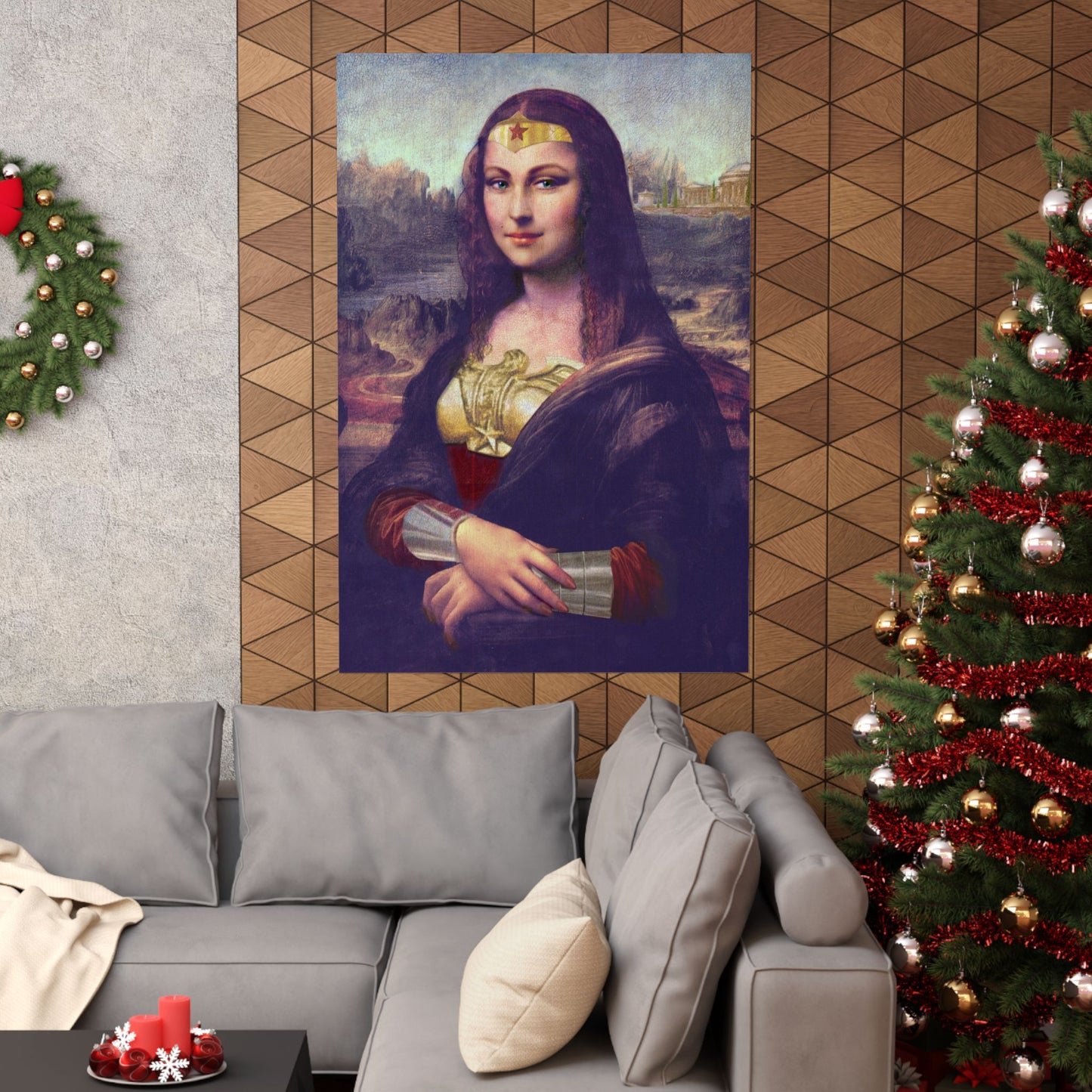 Crossover - Mona Lisa dressed as Wonder Woman - Poster