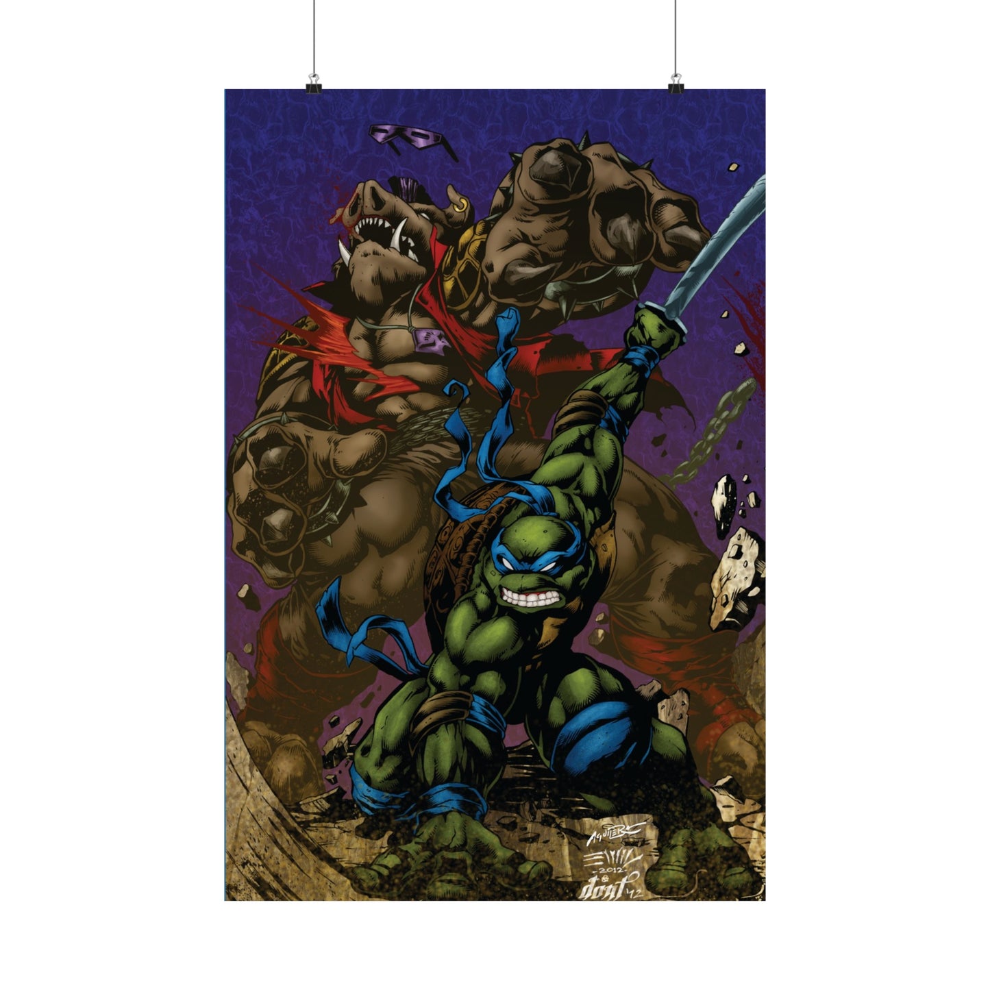 Teenage Mutant Ninja Turtles - Leonardo vs Bebop - Poster